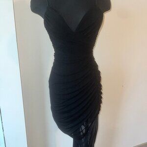 Nookie - Black Ruched Dress w/ Asymmetrical bottom